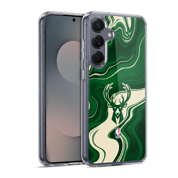 NBA Milwaukee Bucks Marble Agates Soft Gel Case for Samsung Galaxy S25 & MagSafe