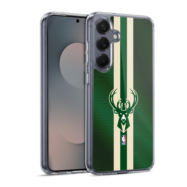 NBA Milwaukee Bucks Stripes Soft Gel Case for Samsung Galaxy S25 & MagSafe
