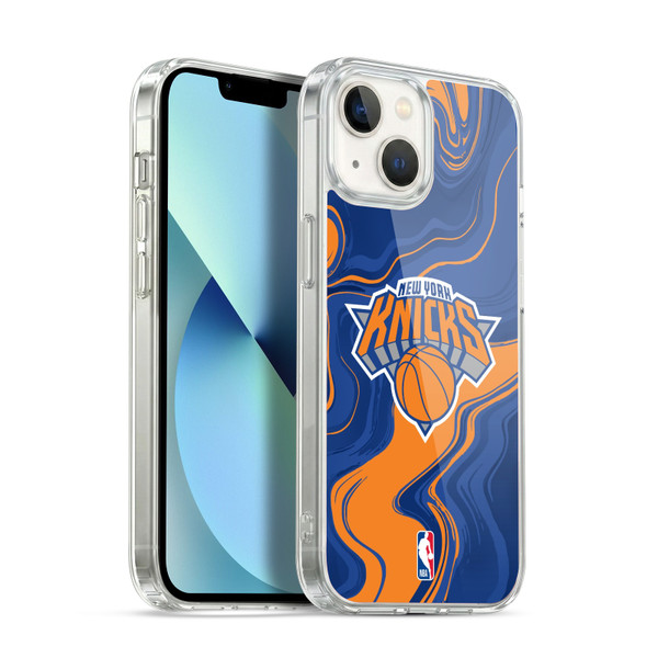 NBA New York Knicks Marble Agates Soft Gel Case for Apple iPhone 13