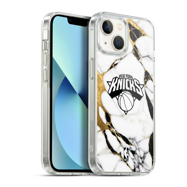 NBA New York Knicks White Marble Soft Gel Case for Apple iPhone 13