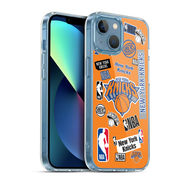 NBA New York Knicks Sticker Collage Soft Gel Case for Apple iPhone 13 Mini & MagSafe