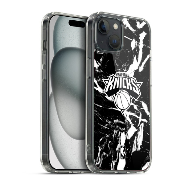 NBA New York Knicks Black Marble Soft Gel Case for Apple iPhone 15 Plus & MagSafe