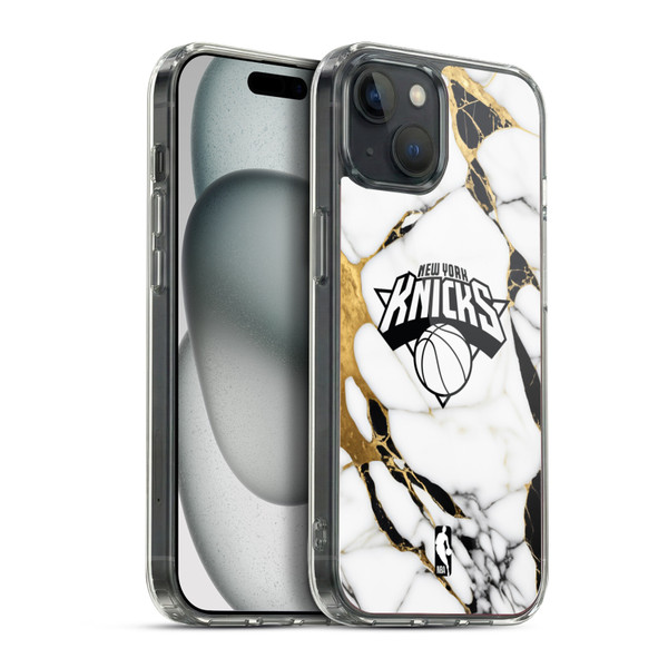 NBA New York Knicks White Marble Soft Gel Case for Apple iPhone 15 Plus & MagSafe