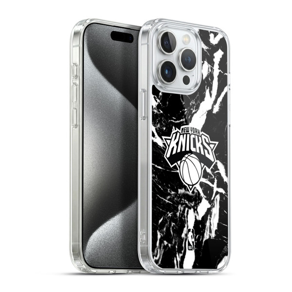 NBA New York Knicks Black Marble Soft Gel Case for Apple iPhone 15 Pro Max & MagSafe