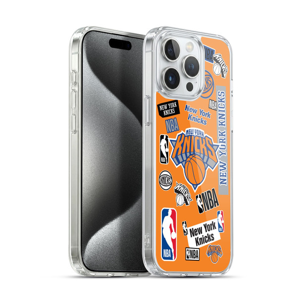 NBA New York Knicks Sticker Collage Soft Gel Case for Apple iPhone 15 Pro Max & MagSafe