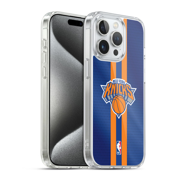 NBA New York Knicks Stripes Soft Gel Case for Apple iPhone 15 Pro & MagSafe