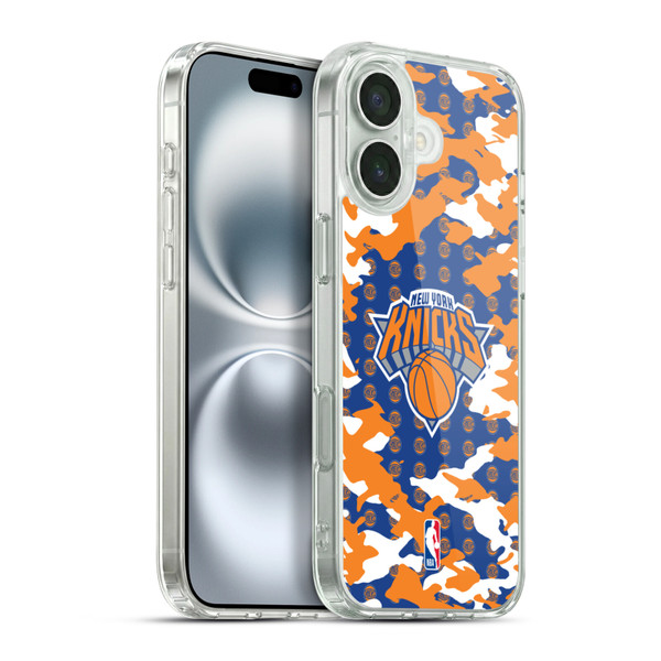 NBA New York Knicks Camouflage Soft Gel Case for Apple iPhone 16 Plus & MagSafe