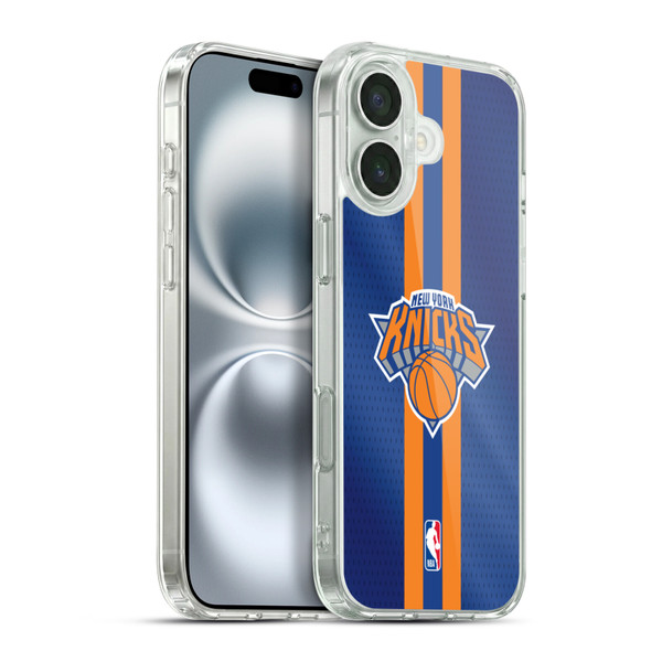 NBA New York Knicks Stripes Soft Gel Case for Apple iPhone 16 Plus & MagSafe