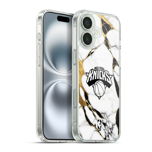 NBA New York Knicks White Marble Soft Gel Case for Apple iPhone 16 Plus & MagSafe