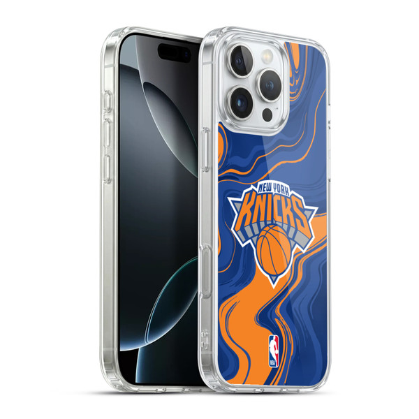 NBA New York Knicks Marble Agates Soft Gel Case for Apple iPhone 16 Pro Max & MagSafe