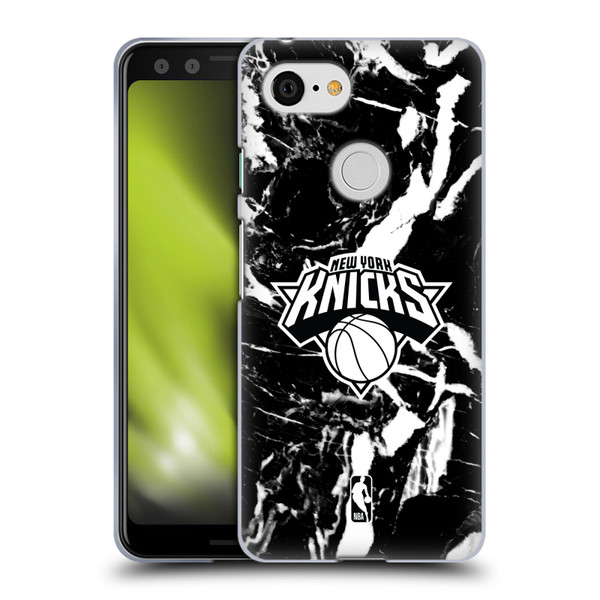 NBA New York Knicks Black Marble Soft Gel Case for Google Pixel 3