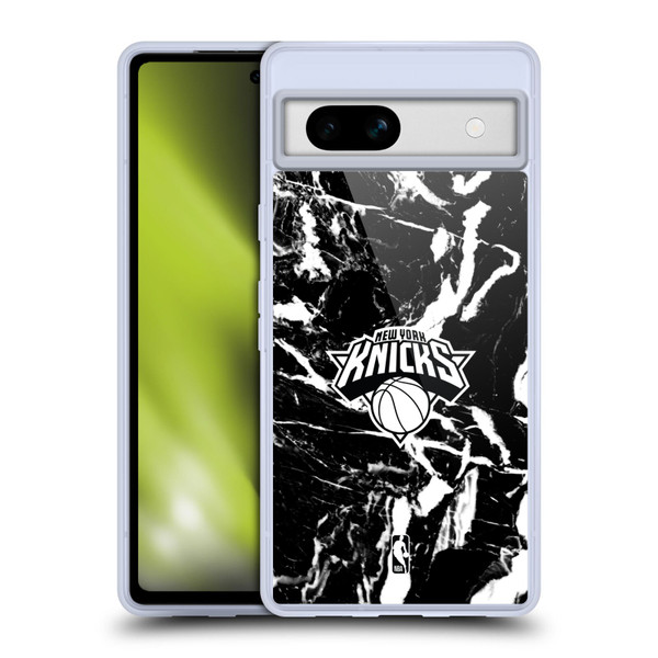 NBA New York Knicks Black Marble Soft Gel Case for Google Pixel 7a