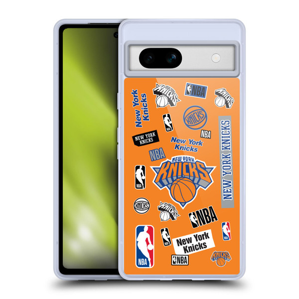 NBA New York Knicks Sticker Collage Soft Gel Case for Google Pixel 7a