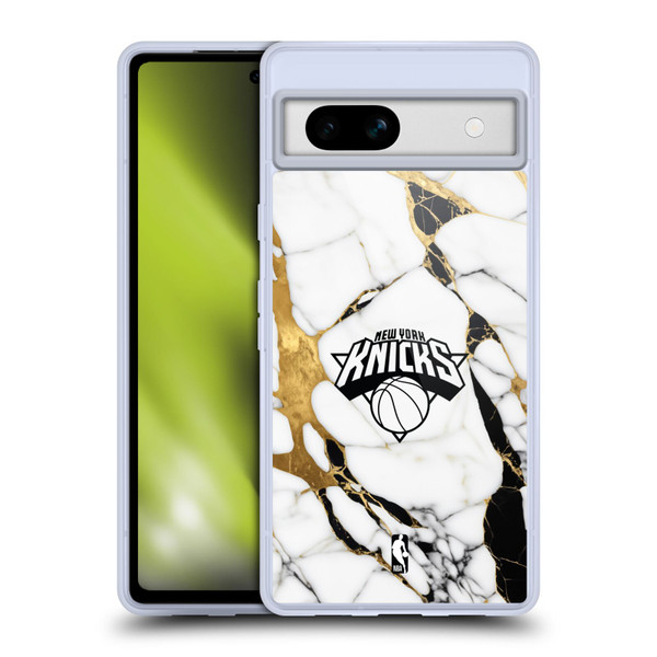 NBA New York Knicks White Marble Soft Gel Case for Google Pixel 7a