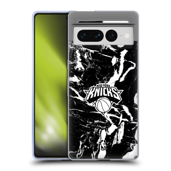 NBA New York Knicks Black Marble Soft Gel Case for Google Pixel 7 Pro