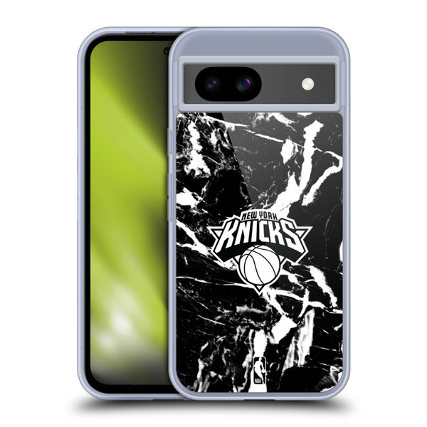 NBA New York Knicks Black Marble Soft Gel Case for Google Pixel 8a