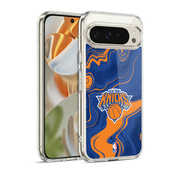 NBA New York Knicks Marble Agates Soft Gel Case for Google Pixel 9 / Pixel 9 Pro