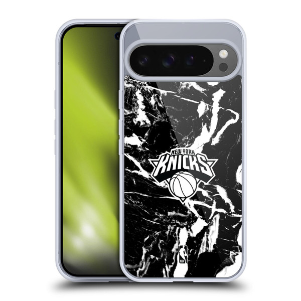 NBA New York Knicks Black Marble Soft Gel Case for Google Pixel 9 Pro XL