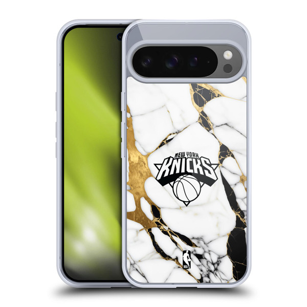 NBA New York Knicks White Marble Soft Gel Case for Google Pixel 9 Pro XL