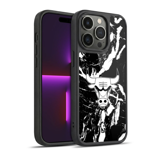 NBA Chicago Bulls Black Marble Gel Armour Case For Apple iPhone 14 Pro
