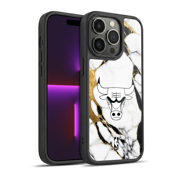 NBA Chicago Bulls White Marble Gel Armour Case For Apple iPhone 14 Pro