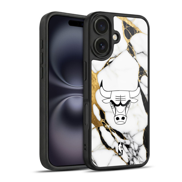 NBA Chicago Bulls White Marble Gel Armour Case For Apple iPhone 16