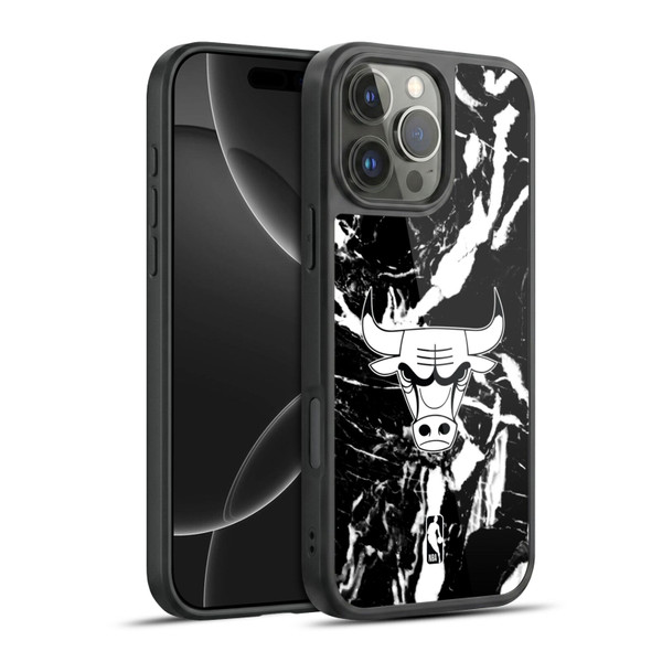 NBA Chicago Bulls Black Marble Gel Armour Case For Apple iPhone 16 Pro Max