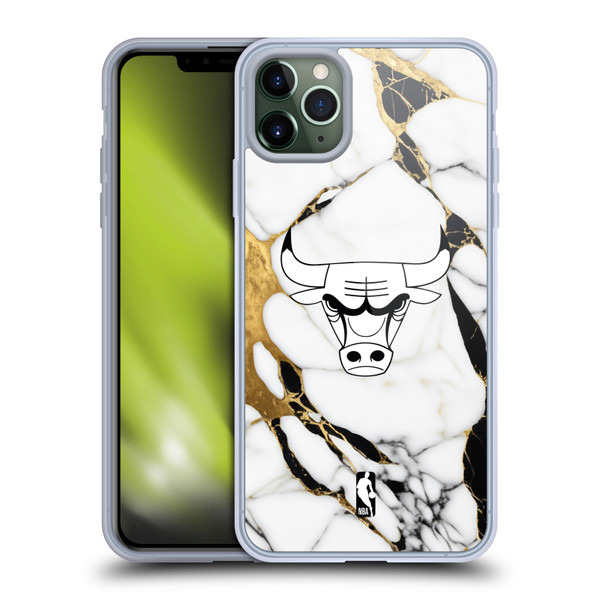 NBA Chicago Bulls White Marble Soft Gel Case for Apple iPhone 11 Pro Max & MagSafe
