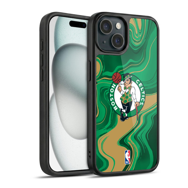 NBA Boston Celtics Marble Agates Gel Armour Case For Apple iPhone 15