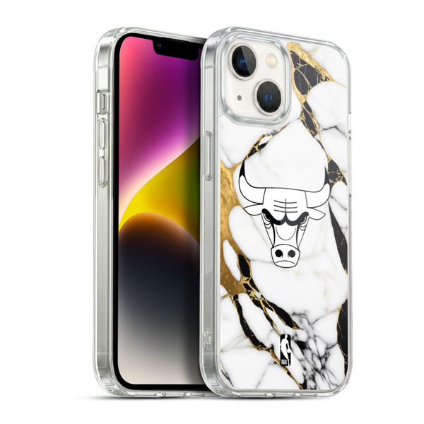 NBA Chicago Bulls White Marble Soft Gel Case for Apple iPhone 14