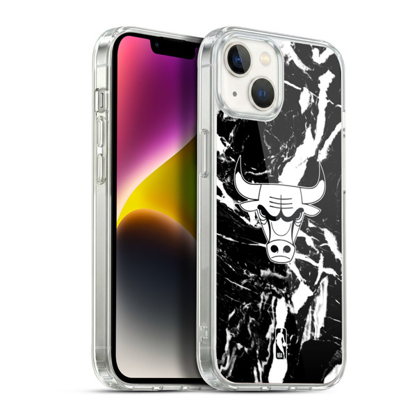 NBA Chicago Bulls Black Marble Soft Gel Case for Apple iPhone 14 Plus & MagSafe