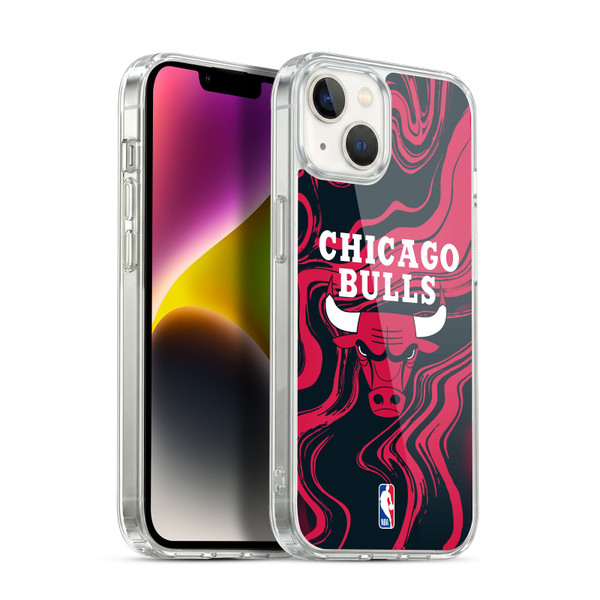 NBA Chicago Bulls Marble Agates Soft Gel Case for Apple iPhone 14 Plus & MagSafe