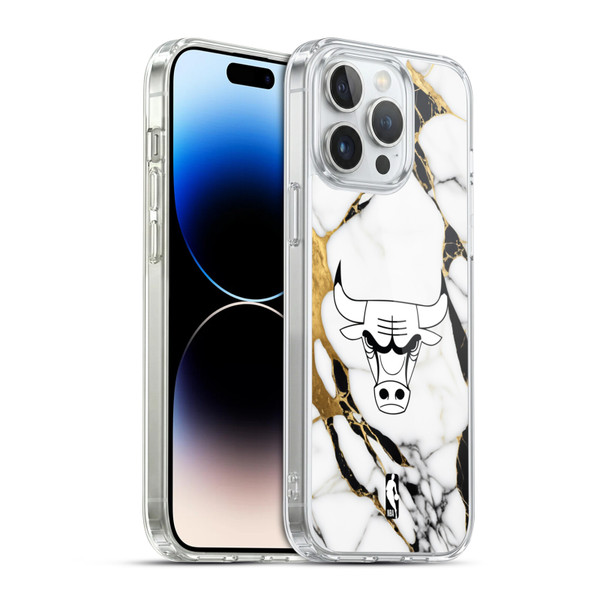 NBA Chicago Bulls White Marble Soft Gel Case for Apple iPhone 14 Pro Max & MagSafe