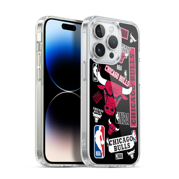 NBA Chicago Bulls Sticker Collage Soft Gel Case for Apple iPhone 14 Pro & MagSafe
