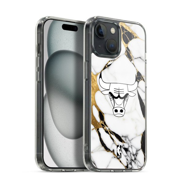 NBA Chicago Bulls White Marble Soft Gel Case for Apple iPhone 15 & MagSafe