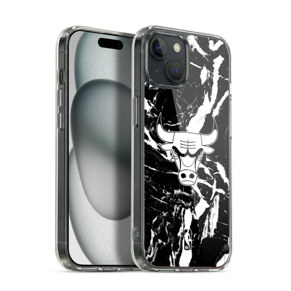 NBA Chicago Bulls Black Marble Soft Gel Case for Apple iPhone 15 Plus & MagSafe