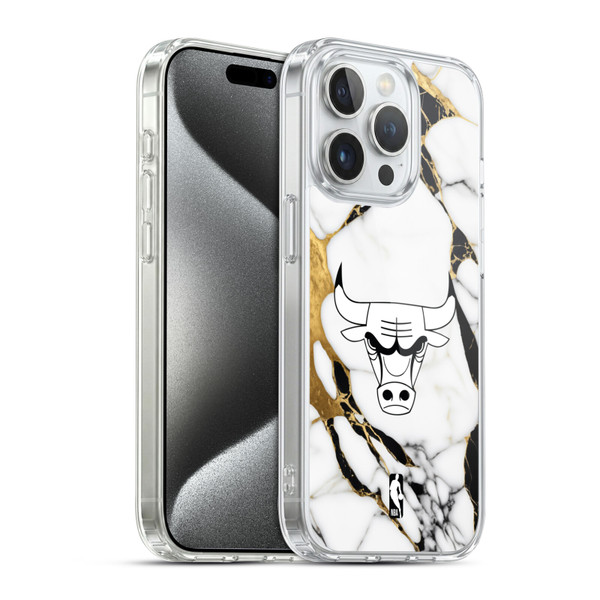 NBA Chicago Bulls White Marble Soft Gel Case for Apple iPhone 15 Pro & MagSafe