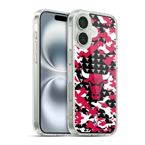 NBA Chicago Bulls Camouflage Soft Gel Case for Apple iPhone 16 & MagSafe