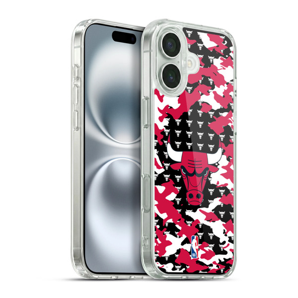 NBA Chicago Bulls Camouflage Soft Gel Case for Apple iPhone 16 Plus & MagSafe