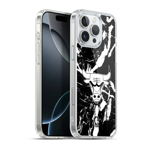 NBA Chicago Bulls Black Marble Soft Gel Case for Apple iPhone 16 Pro Max & MagSafe