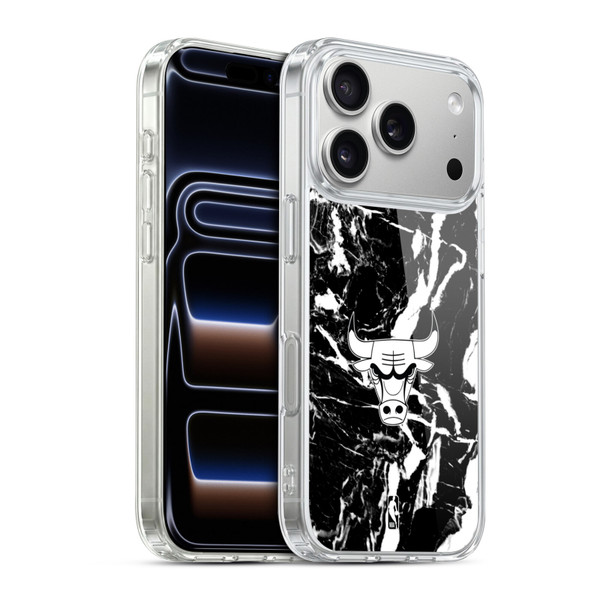 NBA Chicago Bulls Black Marble Soft Gel Case for Apple iPhone 17 Pro