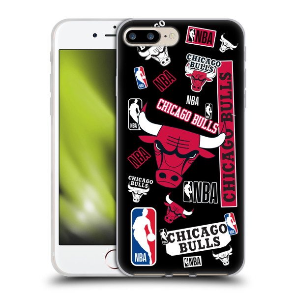 NBA Chicago Bulls Sticker Collage Soft Gel Case for Apple iPhone 7 Plus / iPhone 8 Plus & MagSafe
