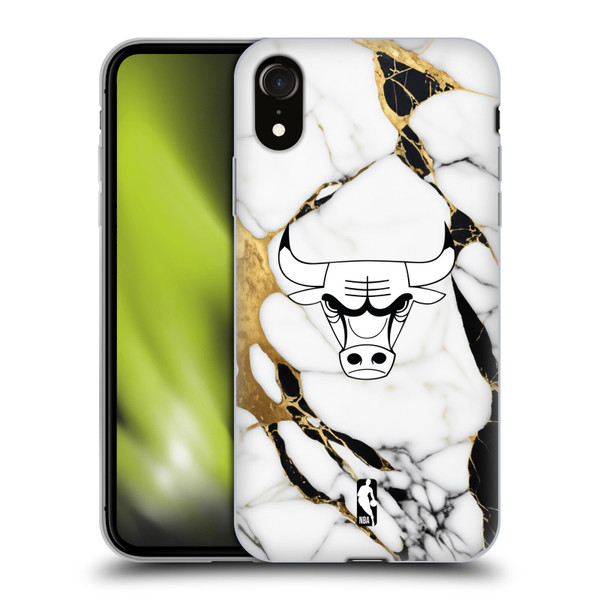 NBA Chicago Bulls White Marble Soft Gel Case for Apple iPhone XR
