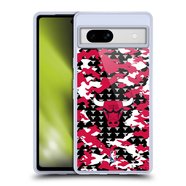 NBA Chicago Bulls Camouflage Soft Gel Case for Google Pixel 7a