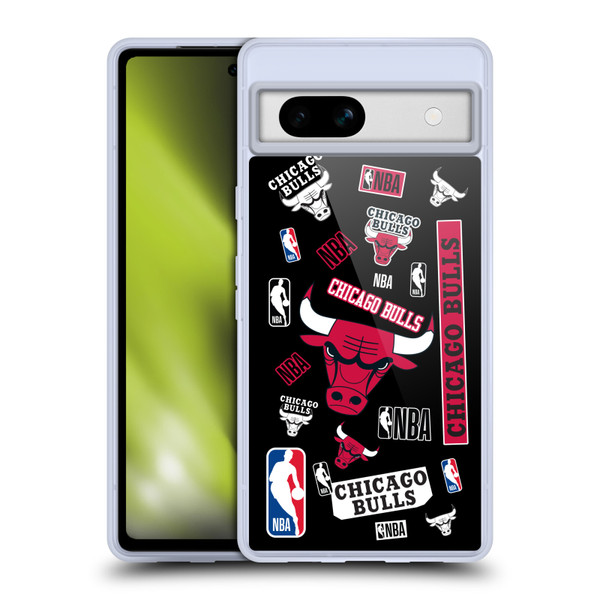 NBA Chicago Bulls Sticker Collage Soft Gel Case for Google Pixel 7a