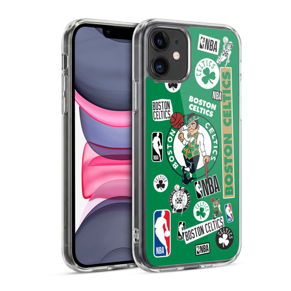 NBA Boston Celtics Sticker Collage Soft Gel Case for Apple iPhone 11