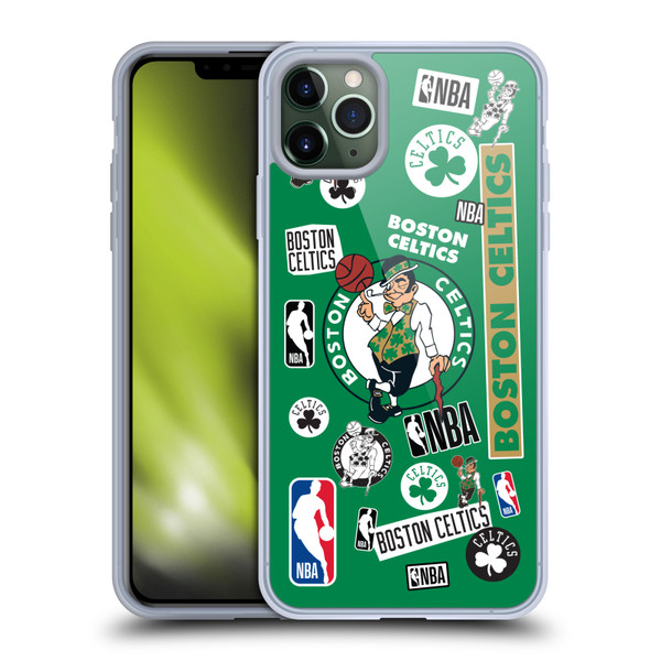 NBA Boston Celtics Sticker Collage Soft Gel Case for Apple iPhone 11 Pro Max & MagSafe