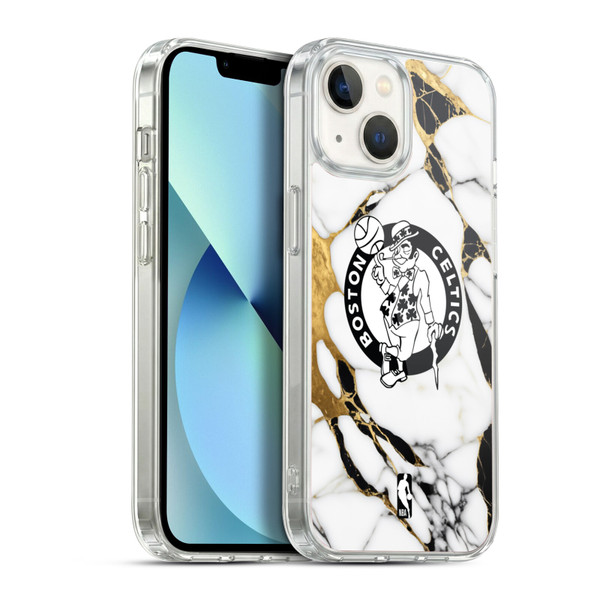 NBA Boston Celtics White Marble Soft Gel Case for Apple iPhone 13