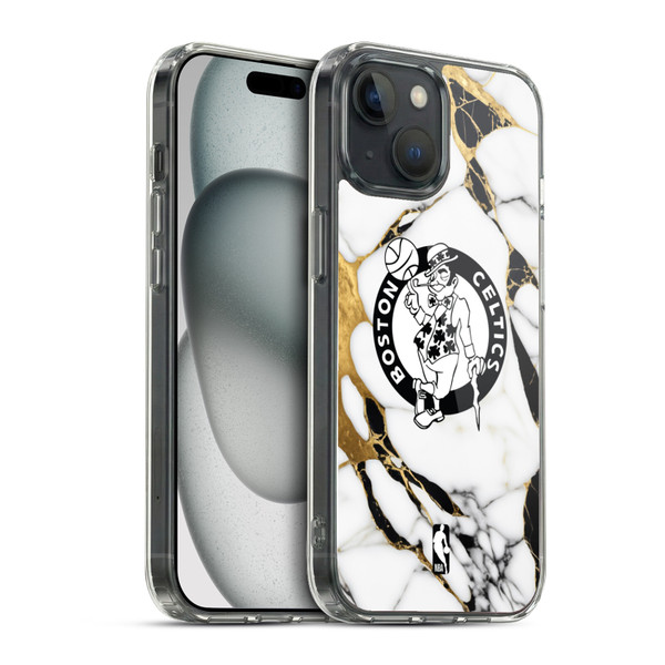 NBA Boston Celtics White Marble Soft Gel Case for Apple iPhone 15 & MagSafe