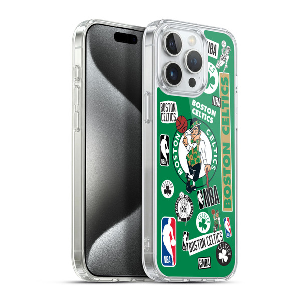 NBA Boston Celtics Sticker Collage Soft Gel Case for Apple iPhone 15 Pro Max & MagSafe